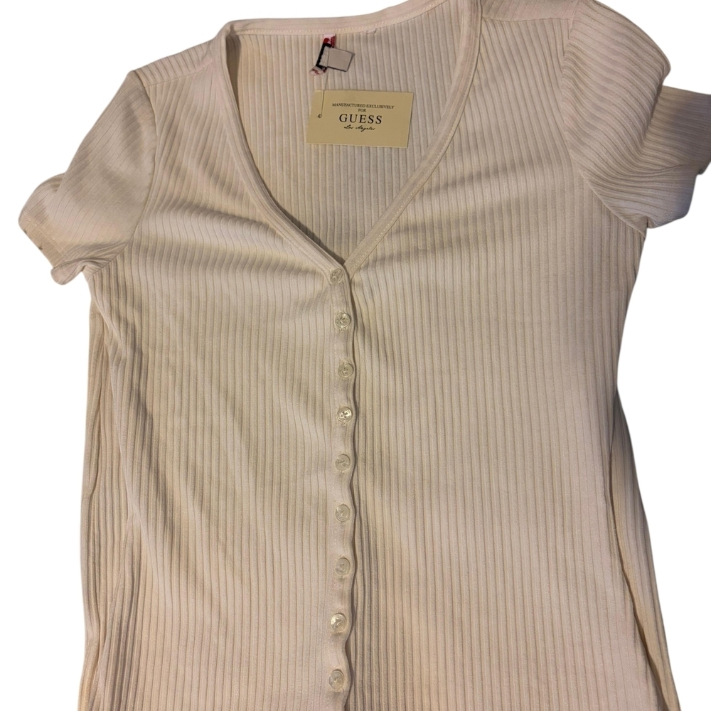 Guess White Striped Midi Dress - Picture 2 of 4
